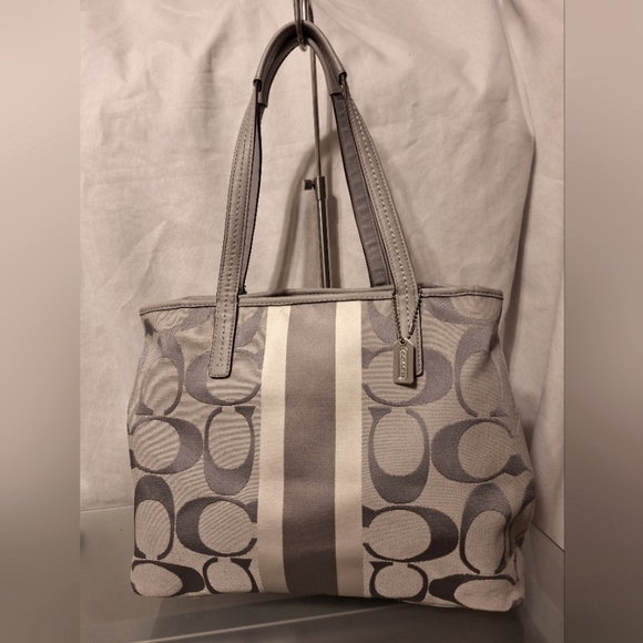 Coach Handbags - Coach gray tote with stripe G1273-19998 13x10 9"drop